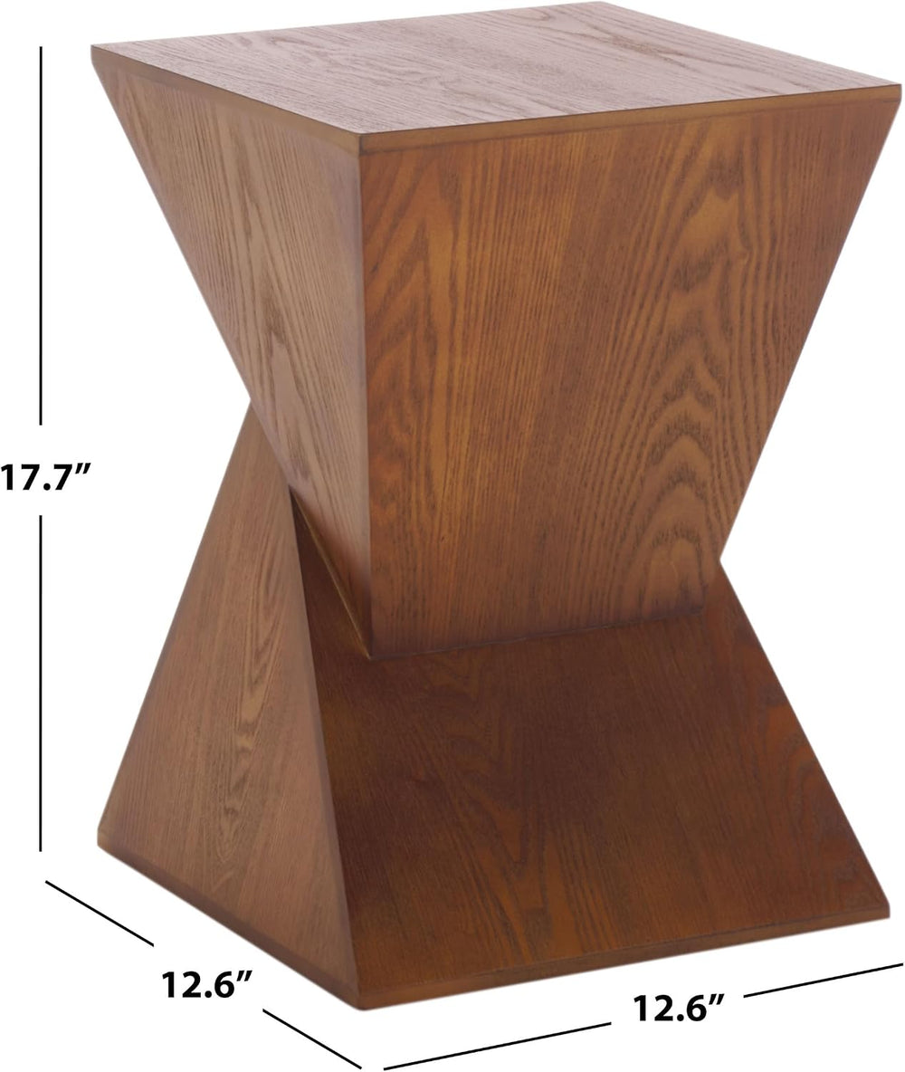 SAFAVIEH Home Collection Rahan Modern Walnut Brown Pedestal End Table (Fully ...