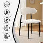 UVV Dining Chairs Set of 4, Metal Kitchen Chairs with Modern Fabric Upholstered for Dining Room, Beige