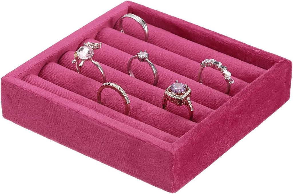 uxcell Stackable Jewelry Storage Tray, Jewelry Tray Drawer Organizer, Small Display Box for Earrings, Necklaces, Rings and Bracelets, Rose Red
