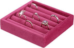uxcell Stackable Jewelry Storage Tray, Jewelry Tray Drawer Organizer, Small Display Box for Earrings, Necklaces, Rings and Bracelets, Rose Red