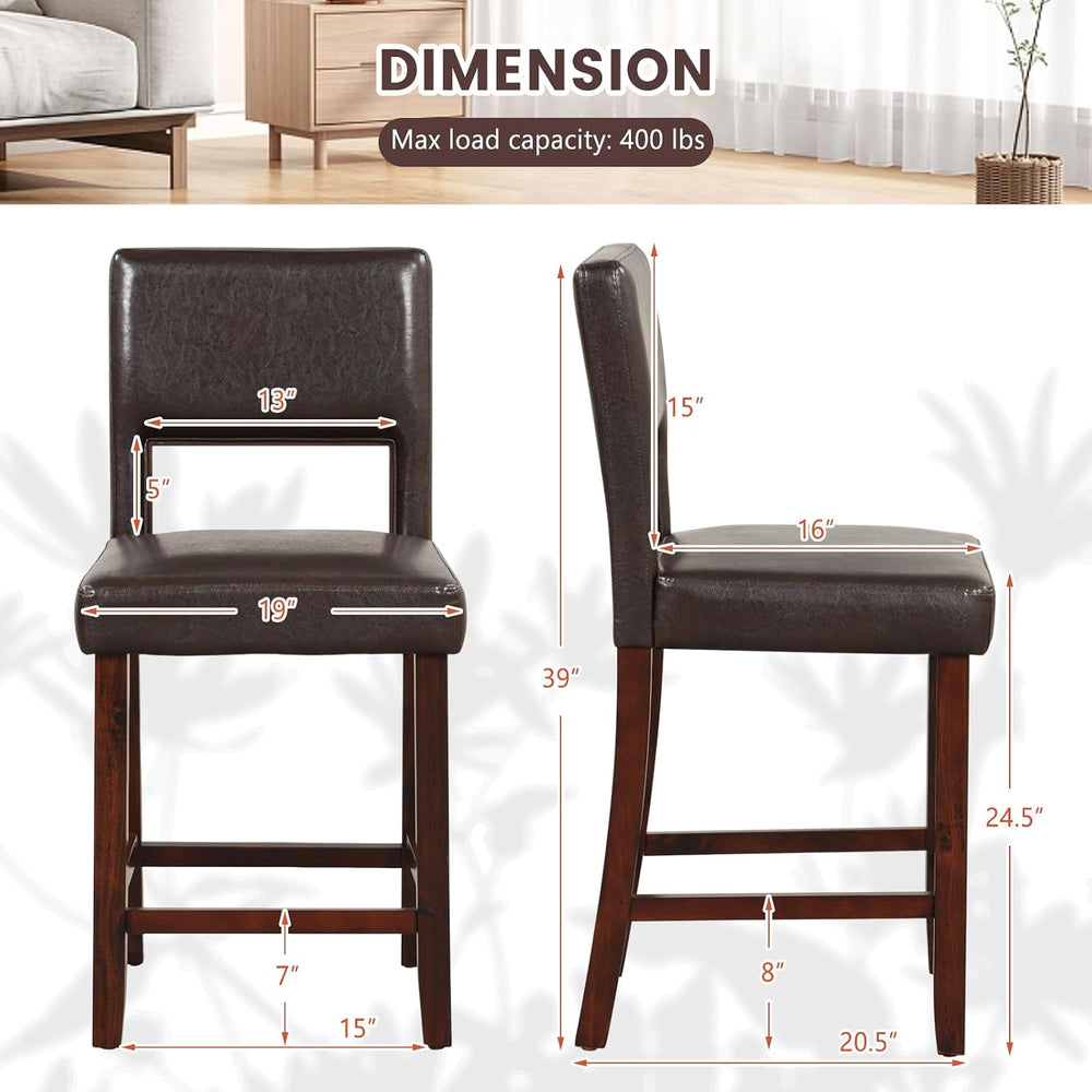 GIANTEX 24.5" Counter Height Bar Stools Set of 4, PVC Leather Barstools ...