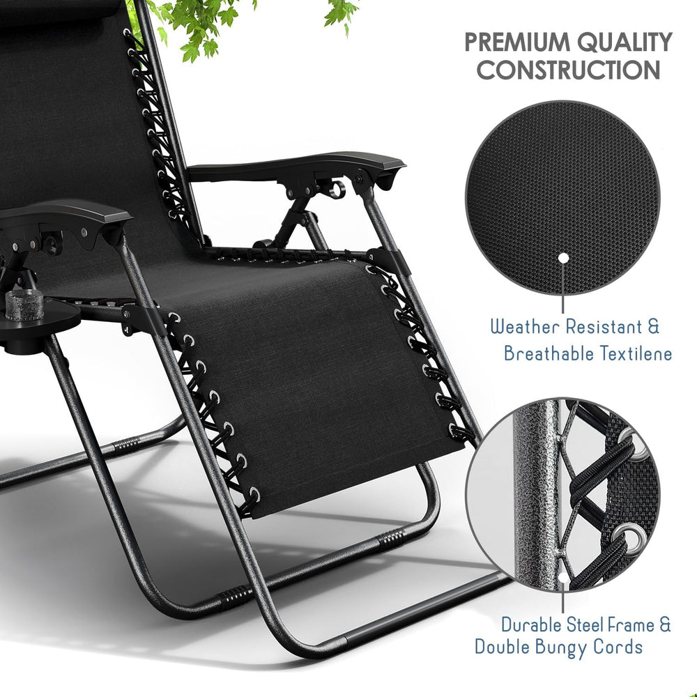 Nestl Zero Gravity Chairs Set of 4, Patio Lounge Chair Outdoor with Pillows &...