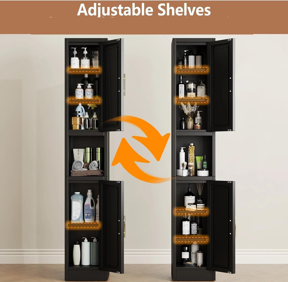 Tokawa 67" Tall Narrow Pantry Cabinet, 12 Inch Wide Kitchen Metal Storag...