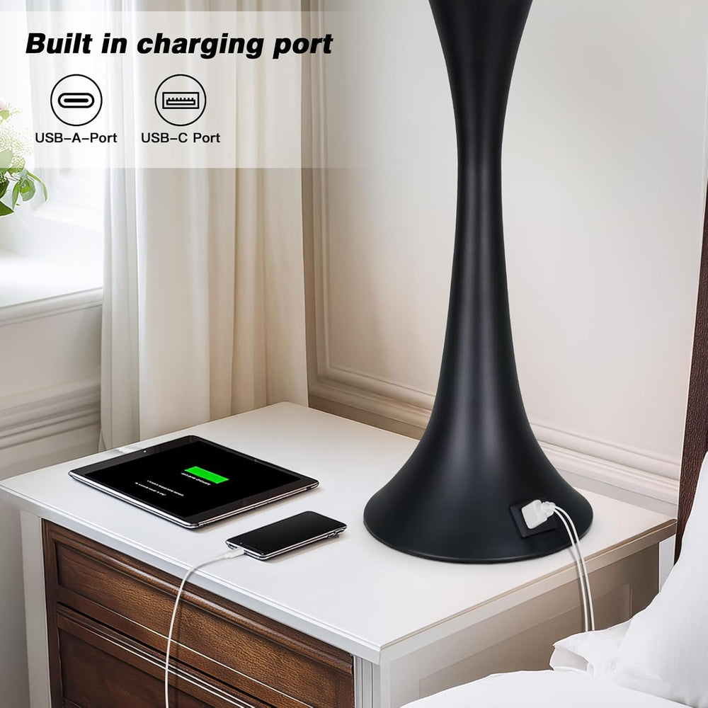 Rinweey 27.5" Table Lamps Set of 2, Touch Bedside Lamps with USB C+A Por...