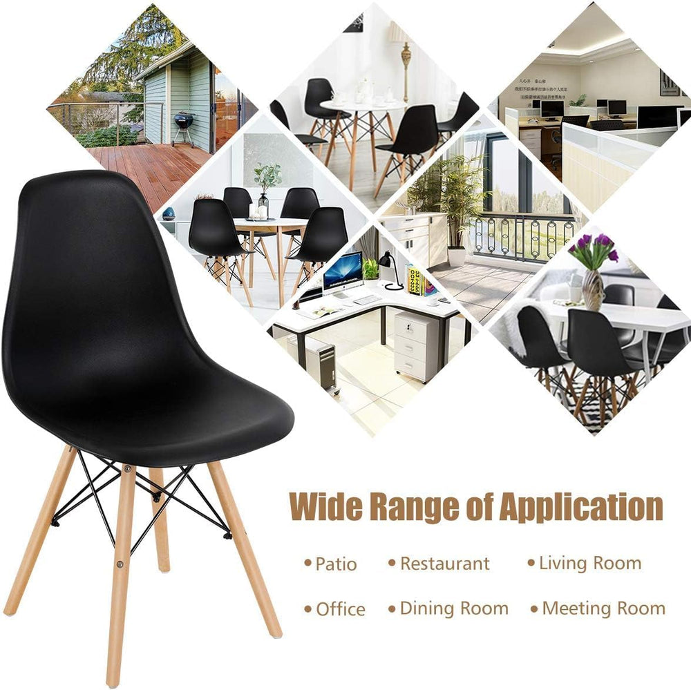 GOFLAME DSW Dining Chairs Set of 4, Shell Plastic Chairs with Wooden Legs, Mo...