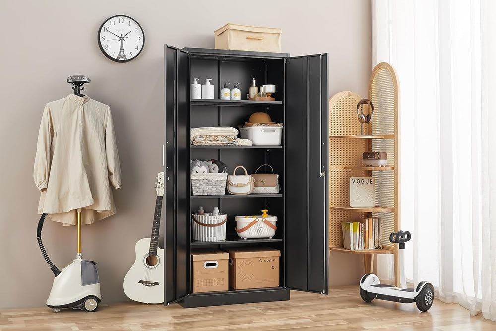 Guizeeopo Metal Storage Cabinet with Adjustable Shelves, Garage Storage Cabin...