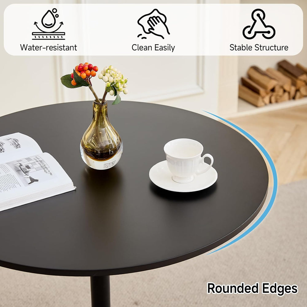 23.6" Small Round Dining Table for 2 4, [Sturdy Metal Tulip Base] Black ...
