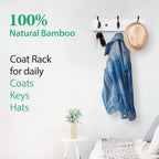 Wooden Coat Rack, Wall-Mounted Organizer for Closet, Entryway, Hallway, Foyer, Bedroom, Heavy Duty Double Hooks for Hanging Towels, Bags, Hats, Jackets, Key (WhiteBlack, 3 Hooks)
