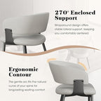 Modern Dining Chairs Set of 6, Faux Leather Upholstered Kitchen Chairs with Curved Back and Metal Legs, Mid Century Chairs for Dining Room, Kitchen, or Café (Light Gray)