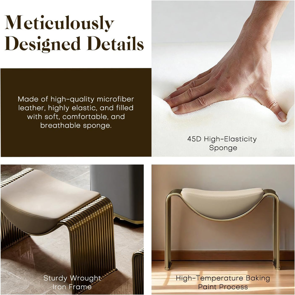 Midcentury Faux Leather Entryway Bench - Convertible Storage Stool for Bedroo...