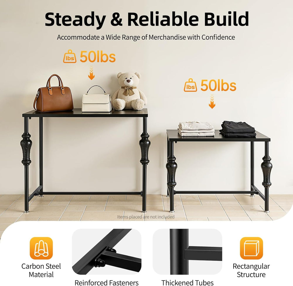 Retail Display Tables,2-Piece Set Modern Nesting Tables, Metal Shoe Handbag R...