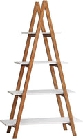 4 Tier Ladder Shelf, Industrial Bookshelf A-Shaped Bookcase, Ladder Bookshelf, Freestanding Storage Organizer Display Shelf, Multipurpose Storage Shelves Rack for Living Room Bedroom Home Office