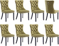 Modern Dining Chairs Set of 8, Tufted Upholstered Dining Chair with Solid Wood Legs, Olive Green Velvet Accent Chair, Sillas de Comedor, Kitchen & Dining Room Chairs (Olive Green, Velvet, 8Pcs)