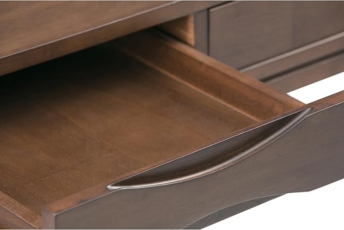 SIMPLIHOME Harper Desk - 60-Inch Wide Solid Hardwood Writing Desk in Walnut Brown, Mid-Century Modern Home Office Computer Table for Workspace or Study with 2 Drawers and Flip-Down Keyboard Tray