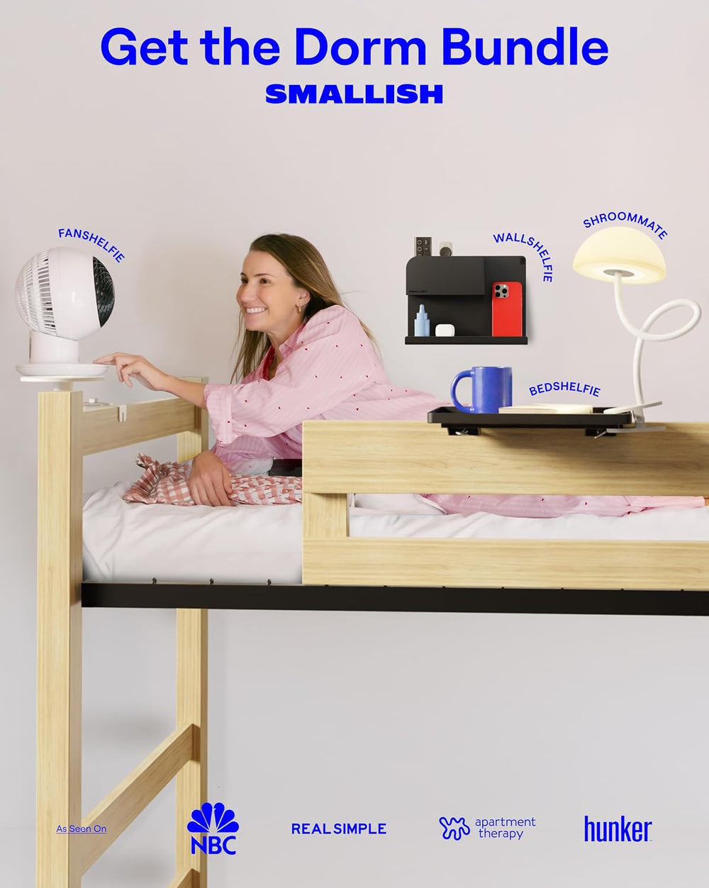 Smallish FanShelfie Adjustable Fan Holder for Dorm Room - White | Bunk & ...