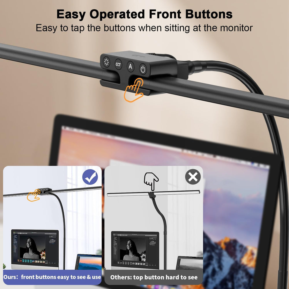 24W Led Desk Lamps with Clamp for Office Home, 31.5-in Double Head, Black
