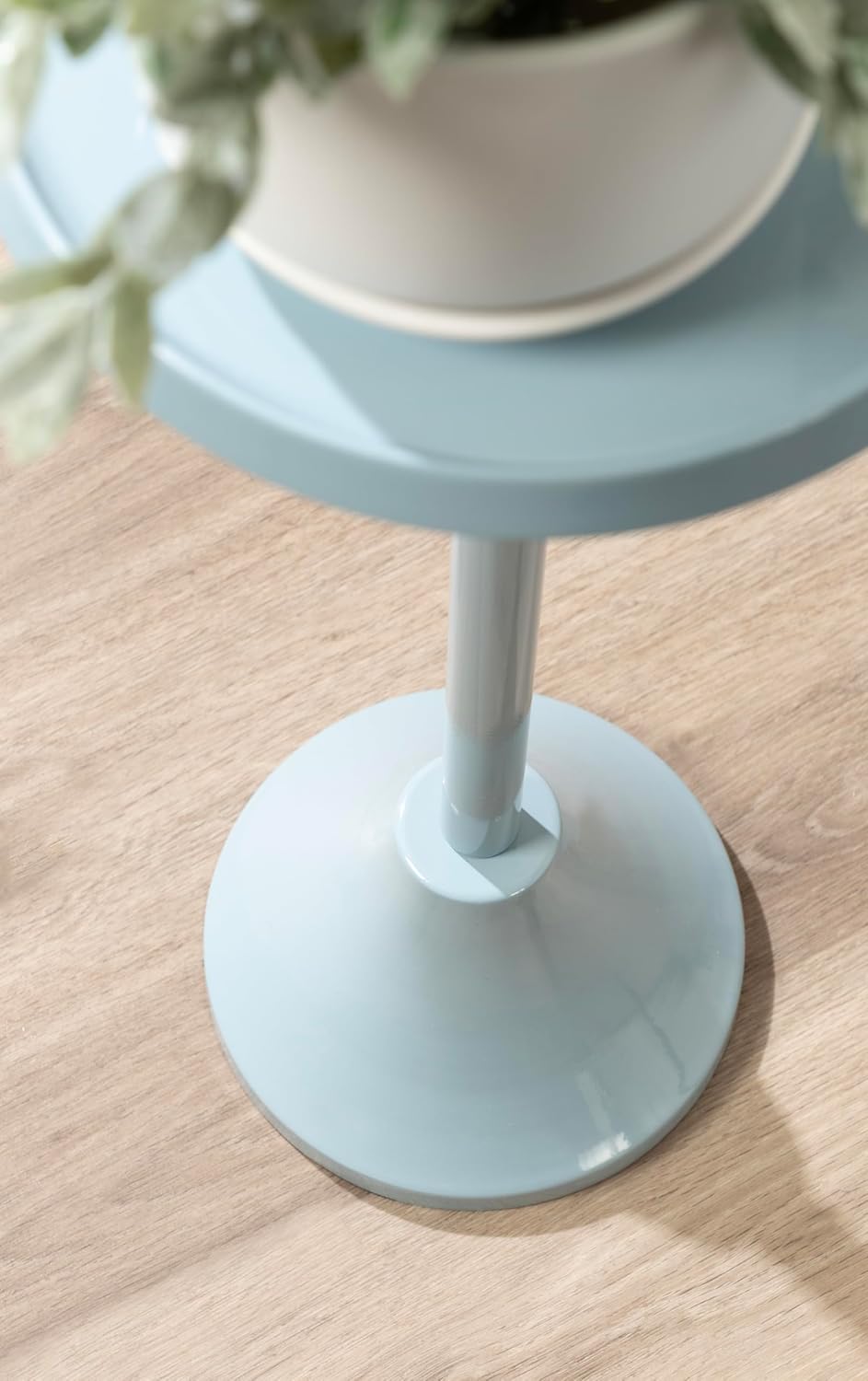 Kate and Laurel Sanzo Modern Round Metal Pedestal Drink Table, 9 x 9 x 23, Light Blue, Decorative Martini Table with Trumpet Base for Use as Indoor Plant Stand or Living Room Mini Table