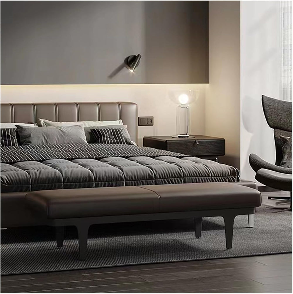 Modern PU Leather Upholstered Bedroom Bench, Padded Entryway, End of Bed with...