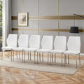 Dining Chairs Set of 6, Modern Upholstered Kitchen Dining Chairs with High Back, Faux Leather White Chairs with Metal Legs, Comfortable Armless Side Chairs for Dining Room Kitchen Living Room
