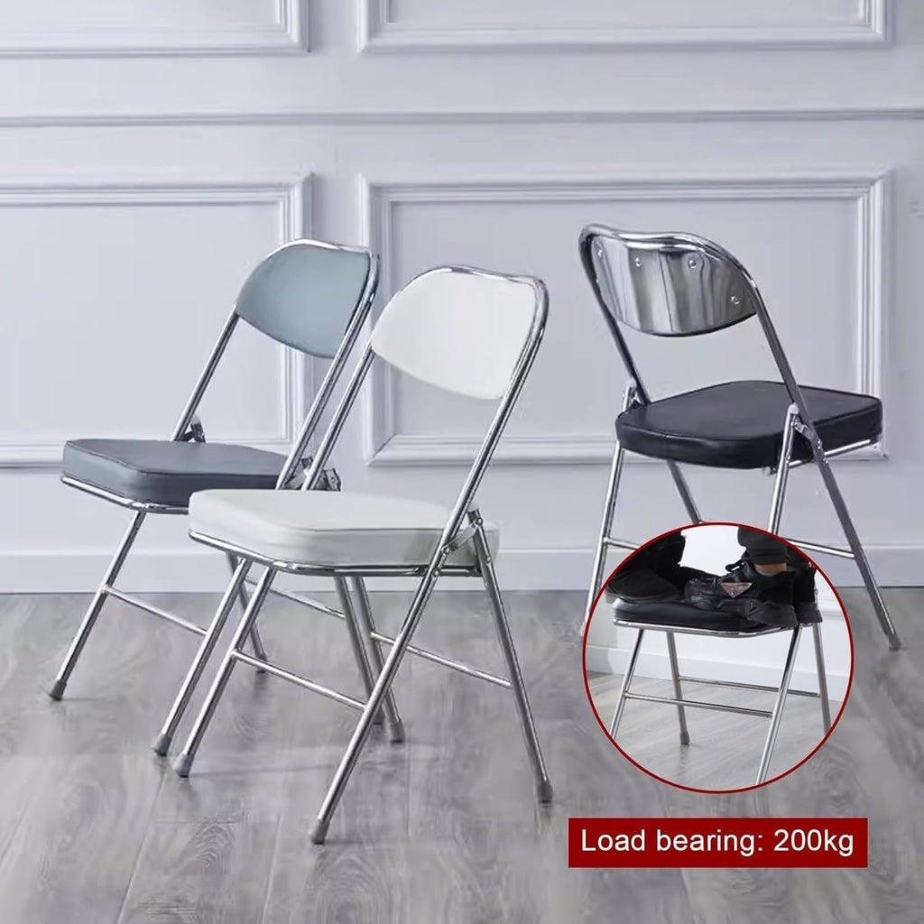 Folding Chairs with Padded Seats for Outdoor & Indoor, Portable Stackable Commercial with Steel Frame(White)