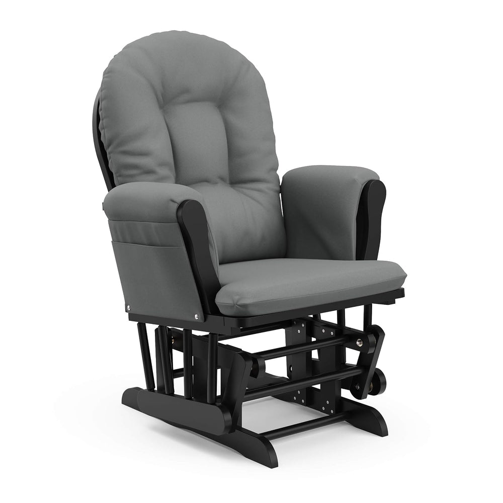 Storkcraft Premium Hoop Glider & Ottoman, Black with Gray