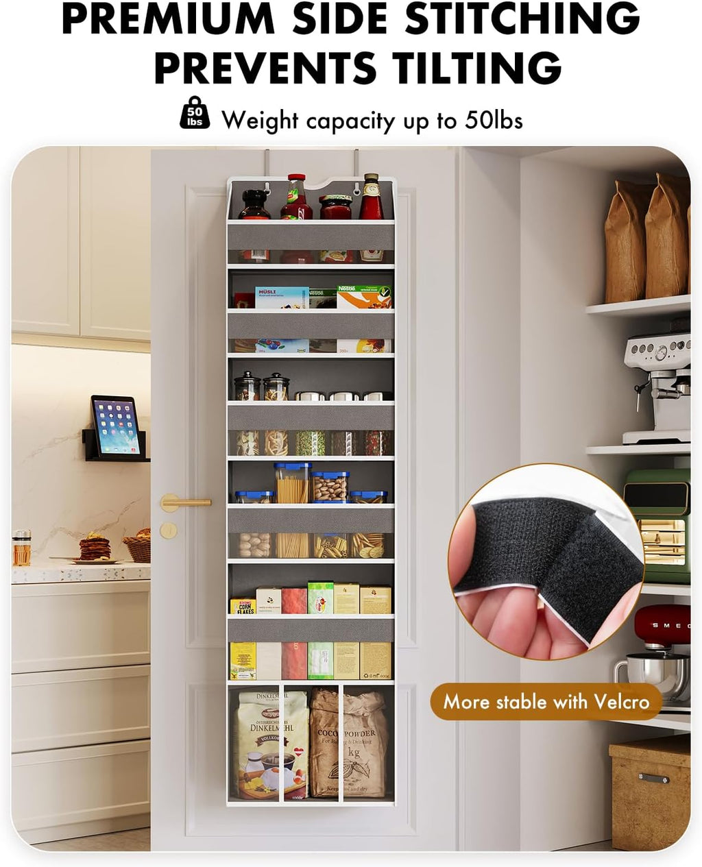 2-Pack Over The Door Organizer Hanging 6-Shelf Storage Organizer with 50lb Heavy Duty Perfect for Bathroom Closet Nursery Bedroom Pantry Laundry (Grey)