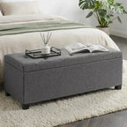 DUMOS Storage Ottoman Bench, 43.3 Inch End of Bed Bench for Living Room | 27 Gallon Steel Frame Linen-Look Fabric Chest, Removable Cover, 250lb Capacity, Bedroom Entryway, Dark Grey