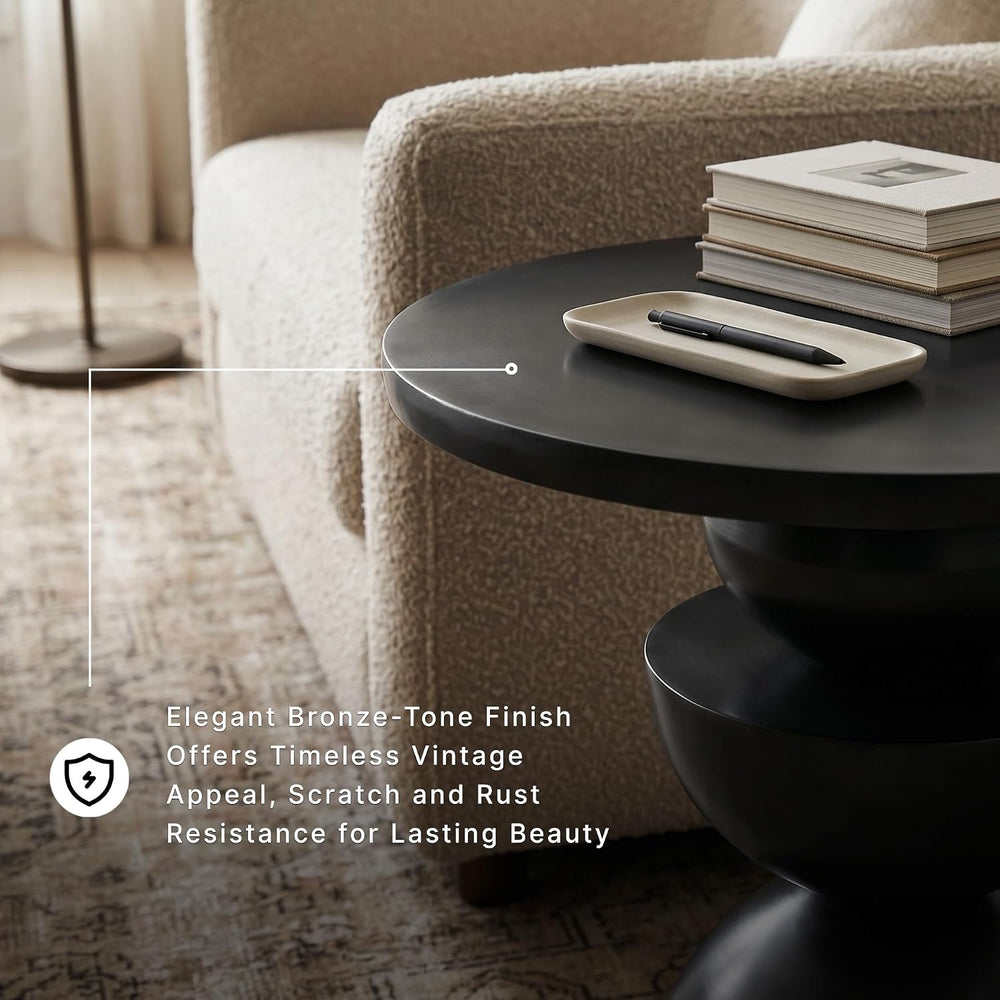 Signature Design by Ashley Kurtson Accent Table, Round Metal End Table with C...