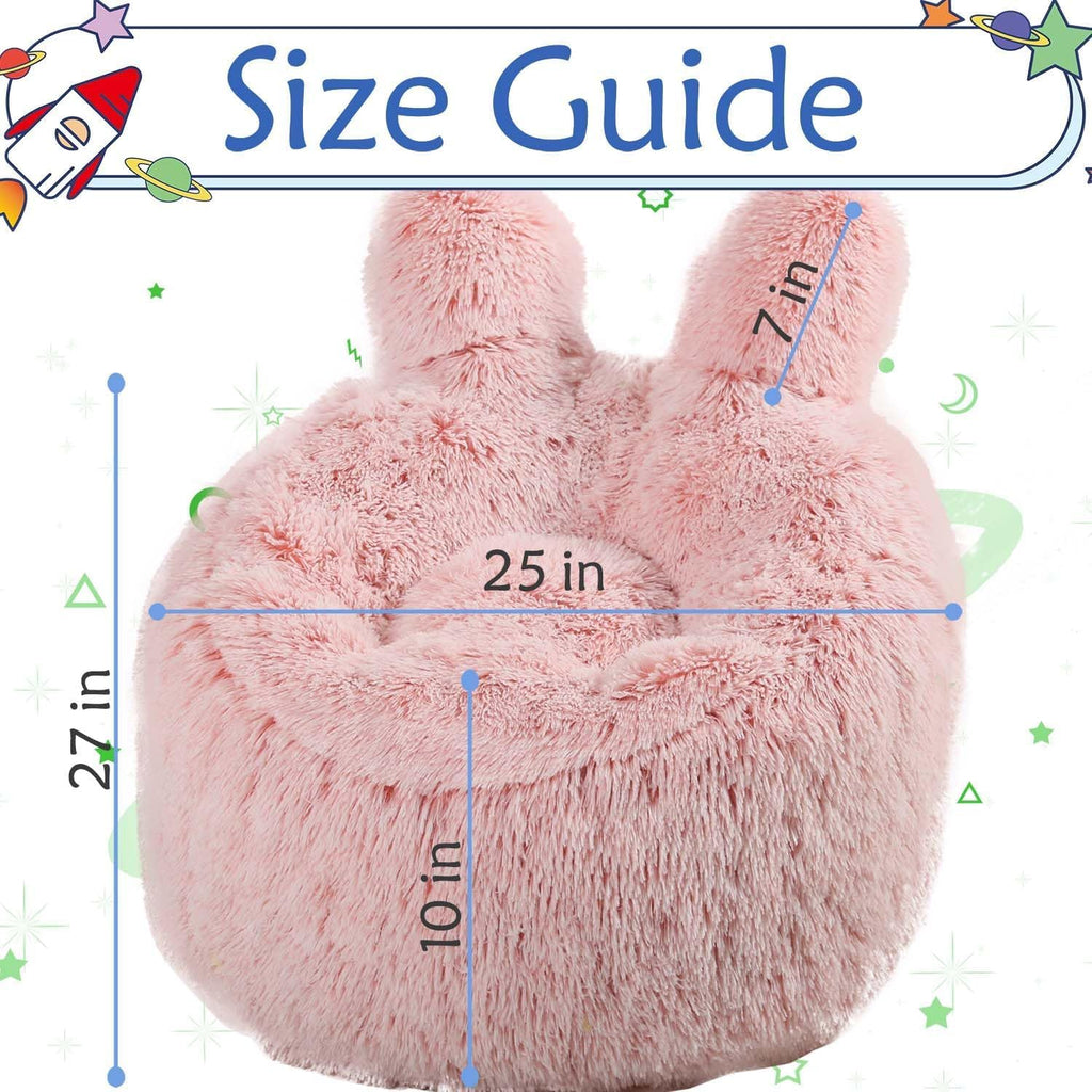 Fluffy Bean Bag Chair for Kids, with Plush Faux Fur Cover, 2.5FT Memory Foam Bean Bag Chairs for Teens & Kids, Ultra Soft Sofa for Living Room/Bedroom/Dorm,Pink