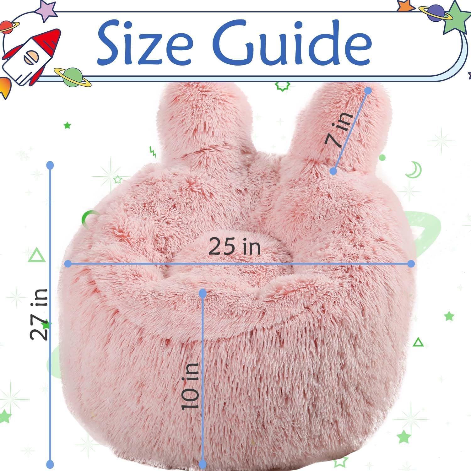 Fluffy Bean Bag Chair for Kids, with Plush Faux Fur Cover, 2.5FT Memory Foam Bean Bag Chairs for Teens & Kids, Ultra Soft Sofa for Living Room/Bedroom/Dorm,Pink
