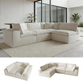 130" Modern Modular L Shaped Couch, Sectional Couches for Living Room, Deep Seat Cloud Couch, No Assembly Required Sleeper Sofa, Boneless Couches with Armrests, White