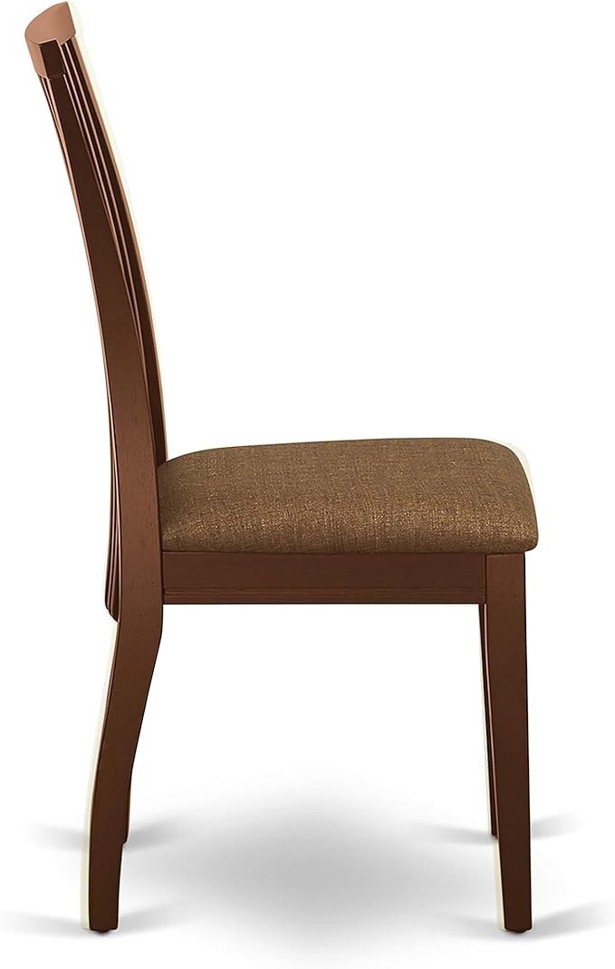 East West Furniture DOIP5-MAH-C 5 Piece Dining Table Set for 4 Includes a Rectangle Kitchen Table with Butterfly Leaf and 4 Linen Fabric Dining Room Chairs, 42x78 Inch, Mahogany