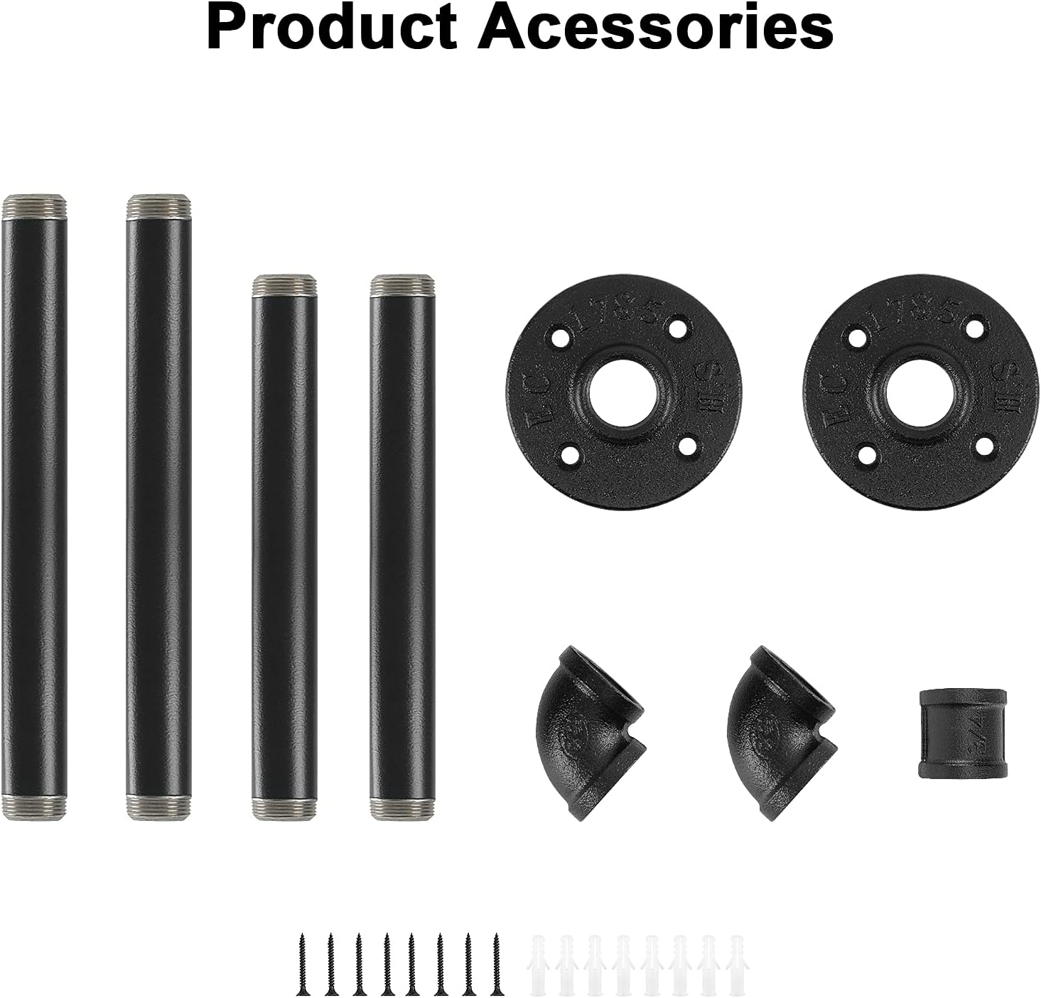 Industrial Iron Pipe Clothes Hanging Bar DIY Wall-Mounted Garment Rack Heavy Duty Clothing Rack for Bedroom, Laundry Room, Closet Storage (Black 24 inch)