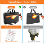 Accordion File Organizer with Lock,Fireproof Document Organizer Bag with Shoulder Strap,Large 13 Pocket Expanding File Folder,Portable Safe Storage for Letter/Legal Files,Books, Laptop-Black