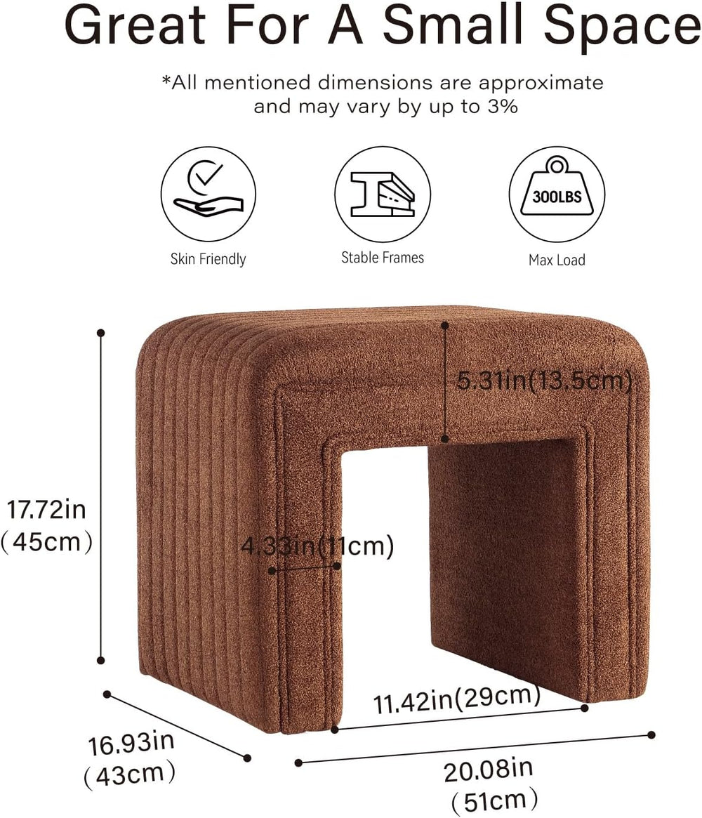 Get Set Style Vanity Stool Chair,Modern Boucle Ottoman Foot Stool with Wooden...