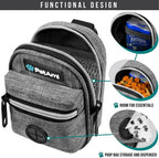 PetAmi Dog Poop Bag Holder for Leash, Dog Pet Waste Bag Dispenser For Poop With Clip, Doggy Puppy Walking Accessories Travel Camping, Dog Treat Pouch Supplies Must Have With Dog Bag Roll, Light Gray