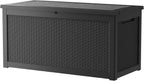 TARKARI 320 Gallon Lockable Resin Deck Box, Waterproof & UV-Resistant Outdoor Storage Box for Outdoor Cushion Storage, Garden Tools & Pool Accessories Storage, Black