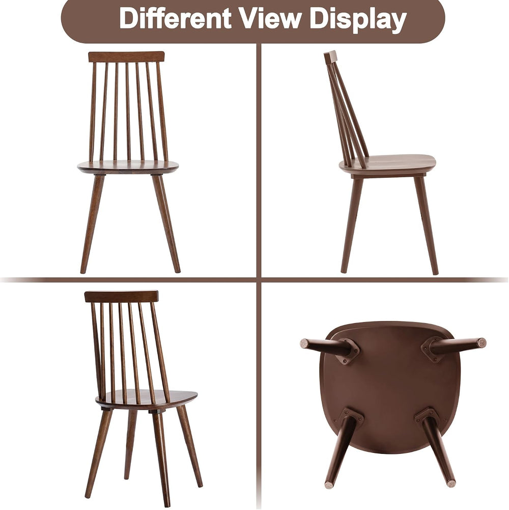 DUHOME Walnut Windsor Wooden Dining Chairs Set of 4, Wood Dining Room Chair S...