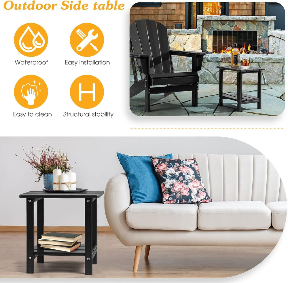 Apolimi Adirondack Outdoor Side Table, 2-Tier Sturdy Patio End Table Weather ...