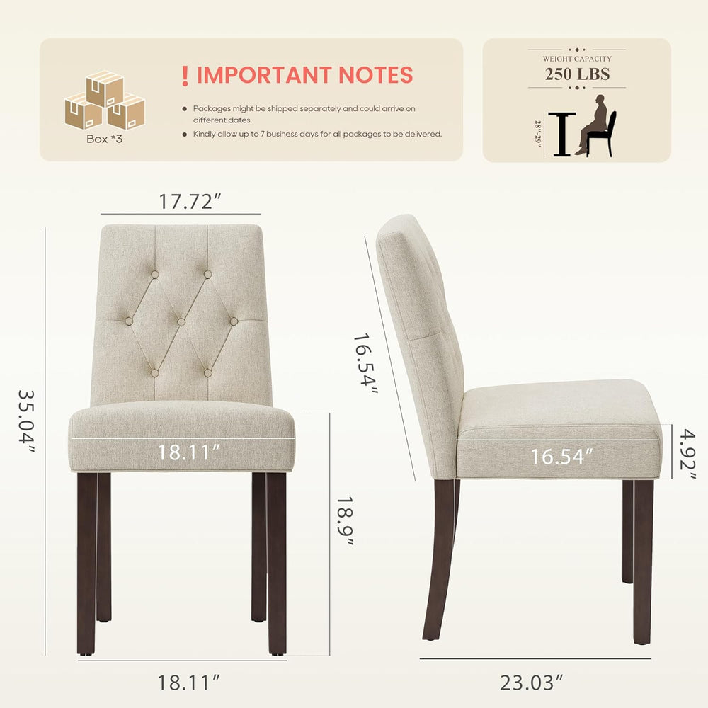 Upholstered Dining Chairs Set of 6 - Modern Parsons Kitchen & Dining Room...