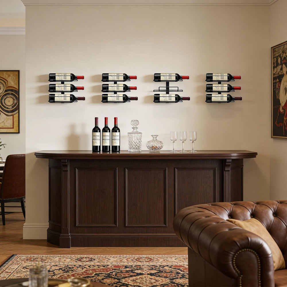 Wall Mount Wine Rack – 12 Bottles – Wine Bottle Holder for Wall | Black Metal...