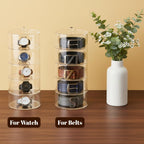ZENFUN 5 Layers Acrylic Belt Organizer, Stackable Belt Storage Box Clear Display Case Vanity Organizer for Watch, Hair Accessories, Jewelry, Closet and Drawer, 2.6" H x 5.5" Dia