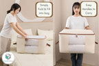 Canvas Comforter Storage Bags 2 Pack Folding Organizer bag for King/Queen Comforters, Pillows, Blankets, Bedding/Quilt, Blanket, Duvet, Mothproof Space Saver; Large Collapsible Organizers, 24"x14"x14"