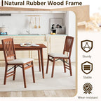 COSTWAY Folding Dining Chairs Set of 2, Upholstered Wooden Dining Room Chairs with Fabric Padded Seat, Solid Wood Frame and 400LBS Capacity for Kitchen Apartment (Beige & Brown)