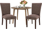 COLAMY 5-Piece Round Dining Table Set for 4, 36" Kitchen Extendable Wood Table with 4 Nailhead Dining Room Chairs,Light Brown/Brown