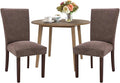 COLAMY 3-Piece Extendable Dining Table Set for 2, 36" Kitchen Round Wood Table with 2 Nailhead Dining Room Chairs,Light Brown/Brown