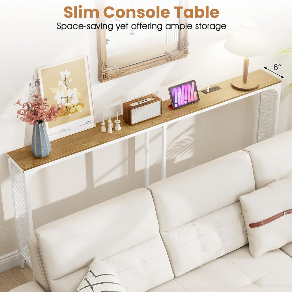 GIANTEX 71" Narrow Console Table with 2 Power Outlets and USB-C Ports | ...