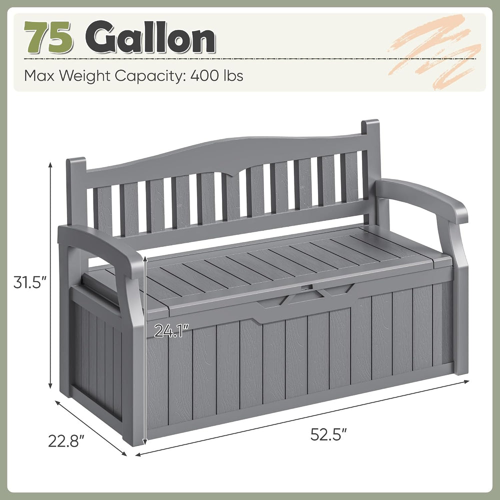 Homall 75 Gallon Outdoor Storage Benches Lockable Deck Box Waterproof
