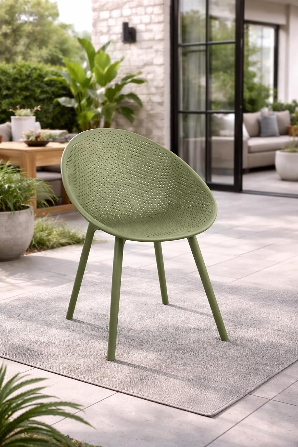 2xhome Modern Patio Dining Chair | Perforated Oval Egg-Shaped Breathable Weat...