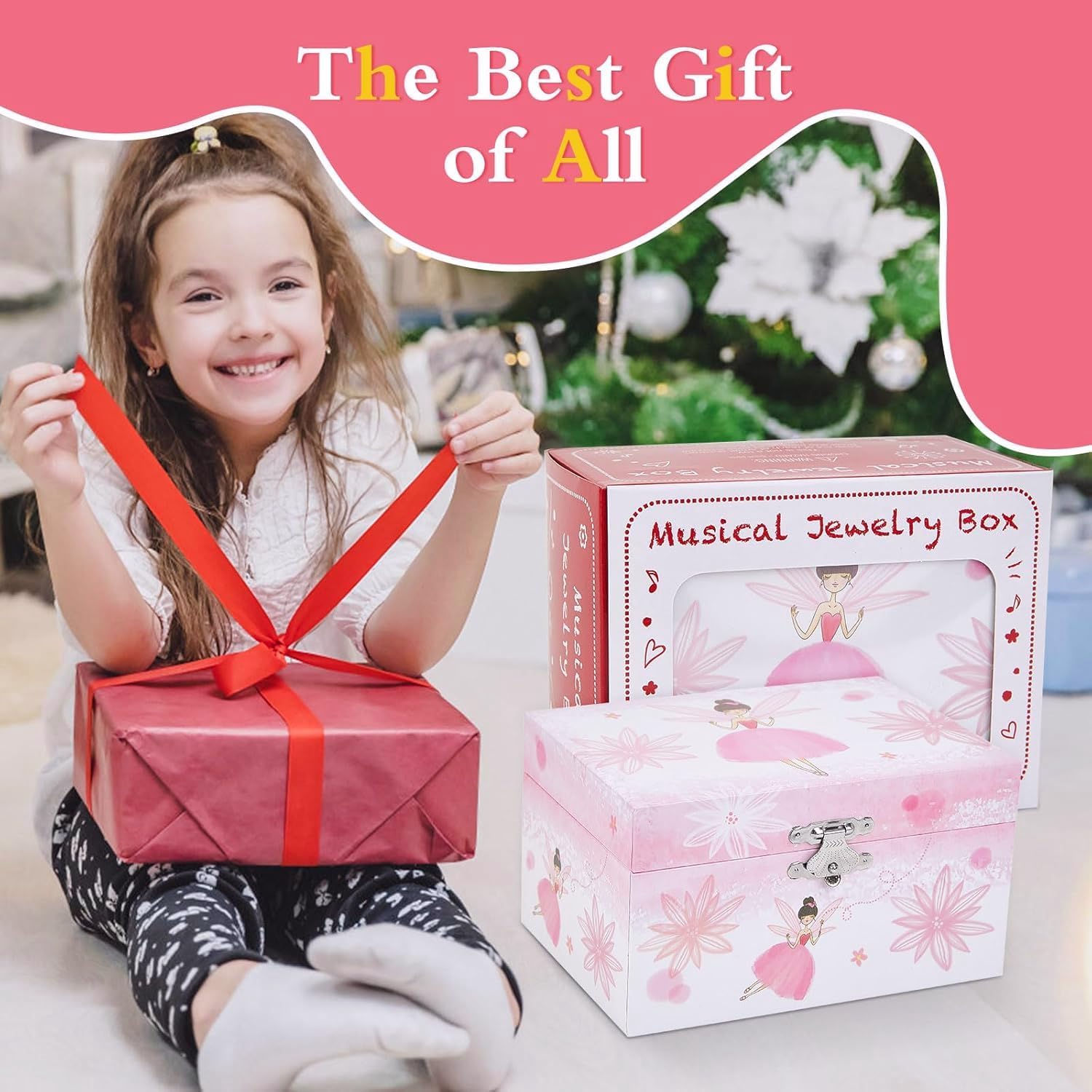Girl's Gift Music Box with Spinning Ballerina,Fairy Design Musical Jewelry Box for Kids Jewel Storage,Toys for Girls